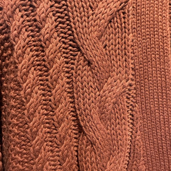 Quince 100% Organic Cotton Oversized Cable Knit Cardigan Redwood Brown Large - Picture 9 of 10